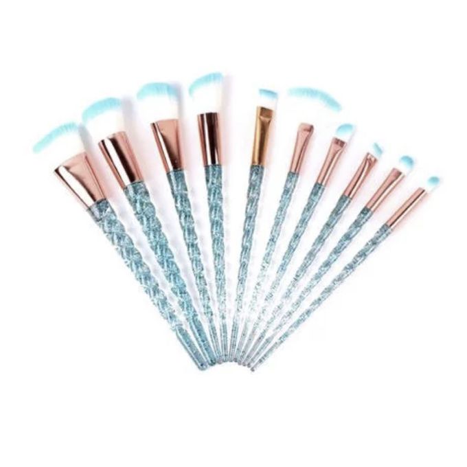 Set De 10 Brochas Unicornio Kabuki Para Maquillaje Profesional