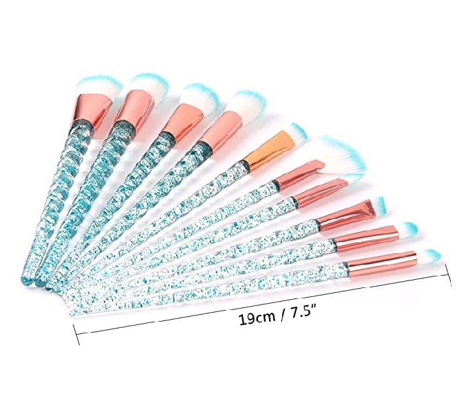 Set De 10 Brochas Unicornio Kabuki Para Maquillaje Profesional