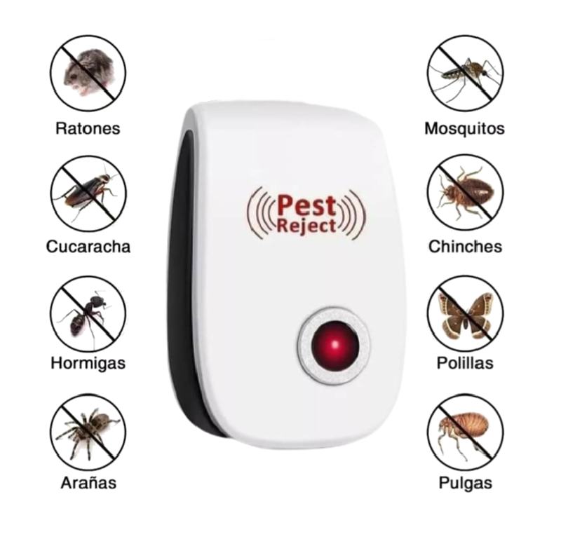 Ahuyentador Repelente Electrico Ultrasonico de Insectos y Plagas Pest Reject