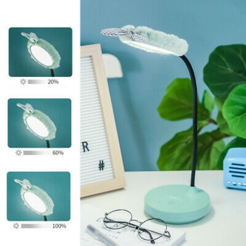 Espejo de Mesa para Maquillaje con Luz Led Regulable, LBP, Orejas Conejo, Circular, Cuello Flexible, Luz Blanca, 40cm (15.7in) -Verde