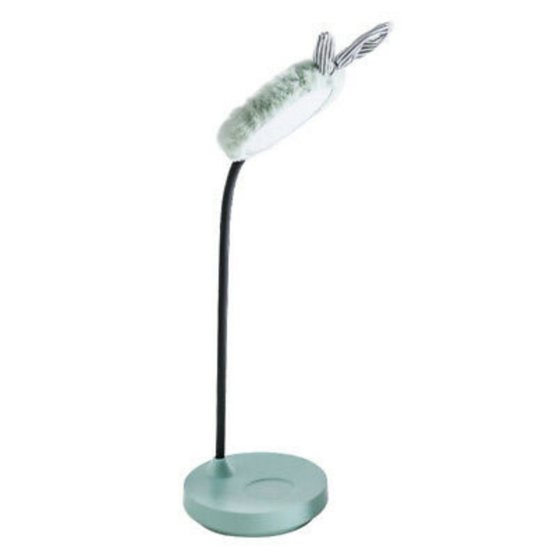 Espejo de Mesa para Maquillaje con Luz Led Regulable, LBP, Orejas Conejo, Circular, Cuello Flexible, Luz Blanca, 40cm (15.7in) -Verde