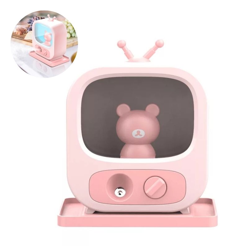 Humidificador Televisión con Osito, LBP, Aromatizante, Difusor de Aceites, 14cm(5.5in) -Rosa