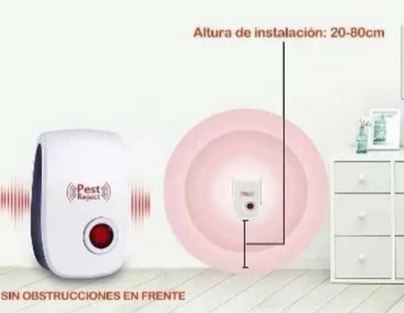 Ahuyentador Repelente Electrico Ultrasonico de Insectos y Plagas Pest Reject