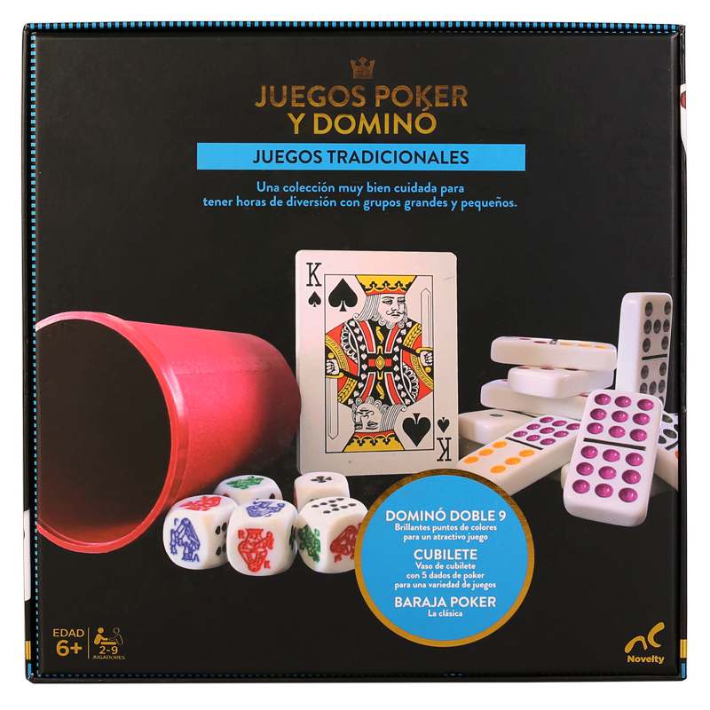 Set de Juegos en Familia de Póker y Dominó Doble 9 - Novelty