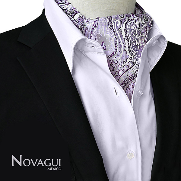 Corbata Ascot (tipo Gazné) con Pañuelo UNISEX Modelo FLRL-PuViPl