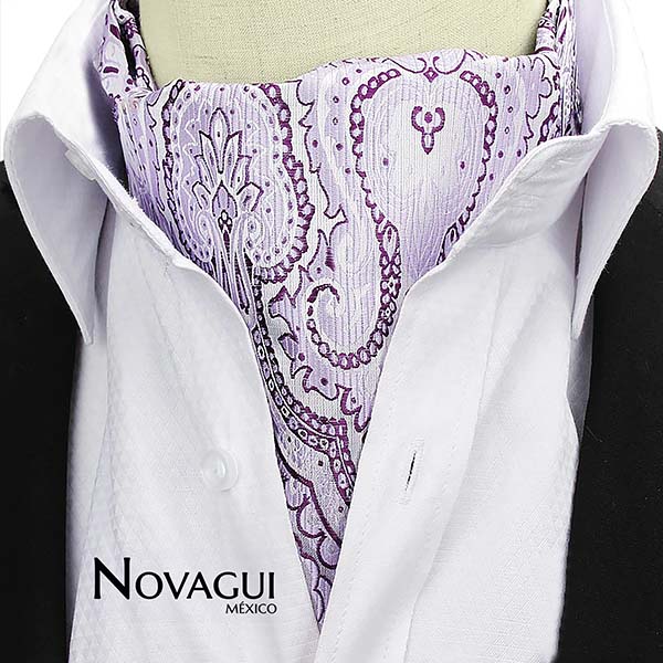 Corbata Ascot (tipo Gazné) con Pañuelo UNISEX Modelo FLRL-PuViPl