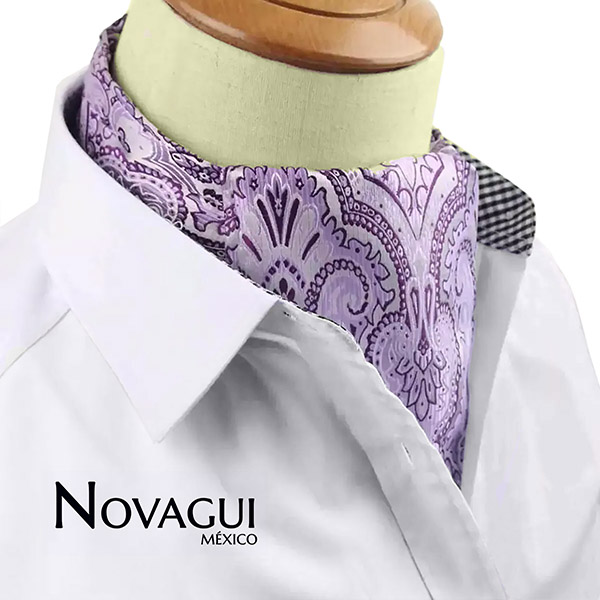 Corbata Ascot (tipo Gazné) con Pañuelo UNISEX Modelo FLRL-PuViPl