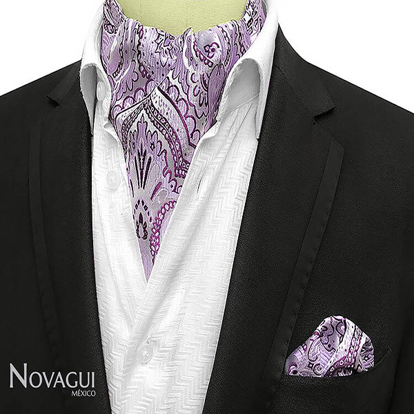 Corbata Ascot (tipo Gazné) con Pañuelo UNISEX Modelo FLRL-PuViPl