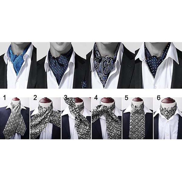 Corbata Ascot (tipo Gazné) con Pañuelo UNISEX Modelo FLRL-PuViPl