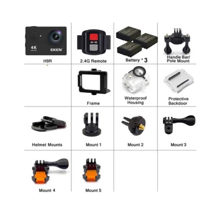 Camara Deportiva de Acción Eken H9R con 3 Baterías de Regalo