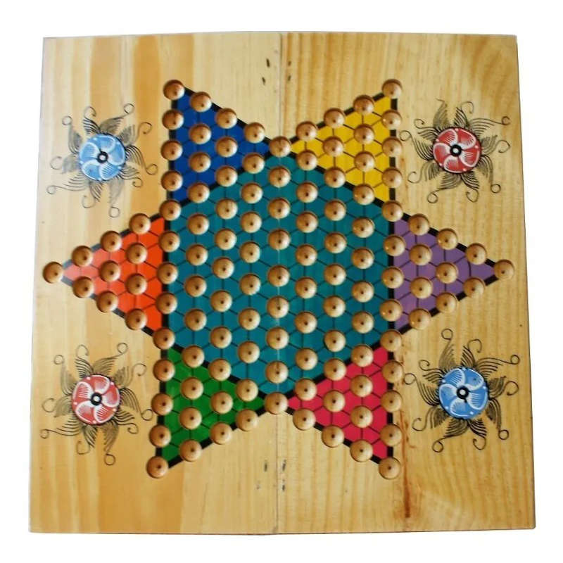 Damas Chinas Plegables Portátiles Juego de Madera 30 Canicas
