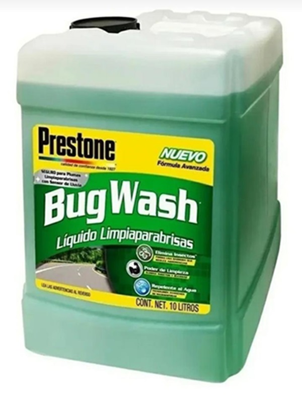 liquido limpia parabrisas prestone bug wash 10lts con accion repelente