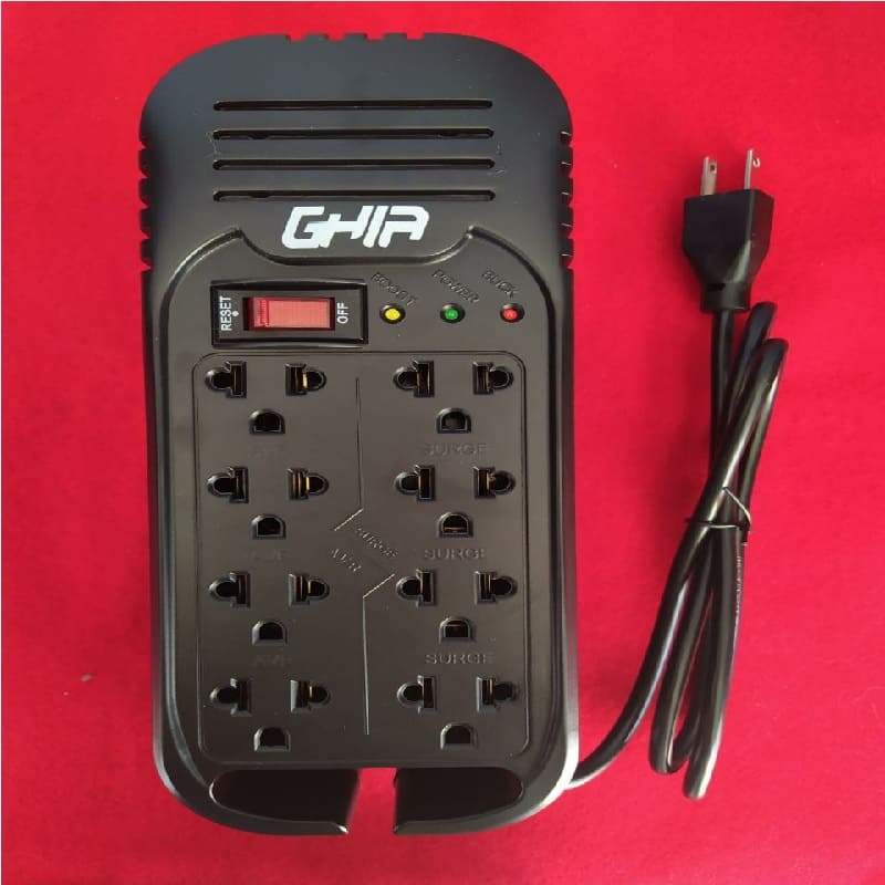 REGULADOR DE VOLTAJE GHIA 1300VA 600W 8 CONTACTOS PC XBOX CONSOLA GAMER ENERGIA PROTECCION PSP MAC