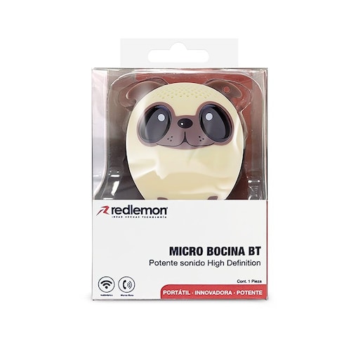 Mini Bocina Bluetooth Forma de Perro Pug Sonido HD Redlemon