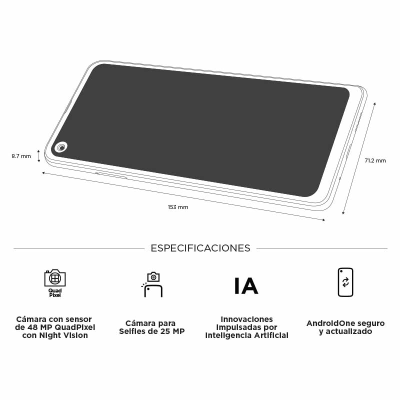 Celular MOTOROLA LTE XT1970-2 ONE VISION Color AZUL ULTRAMAR Telcel Y DE REGALO UNOS AUDIFONOS MOTOROLA