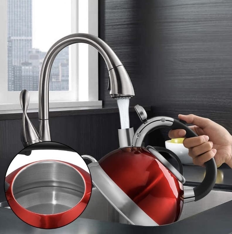 TETERA SILBADORA ACERO INOXIDABLE PARA ESTUFA CAPACIDAD 3 LITROS ESTUFA AGUA INDUCCIÓN