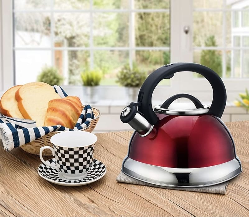 TETERA SILBADORA ACERO INOXIDABLE PARA ESTUFA CAPACIDAD 3 LITROS ESTUFA AGUA INDUCCIÓN