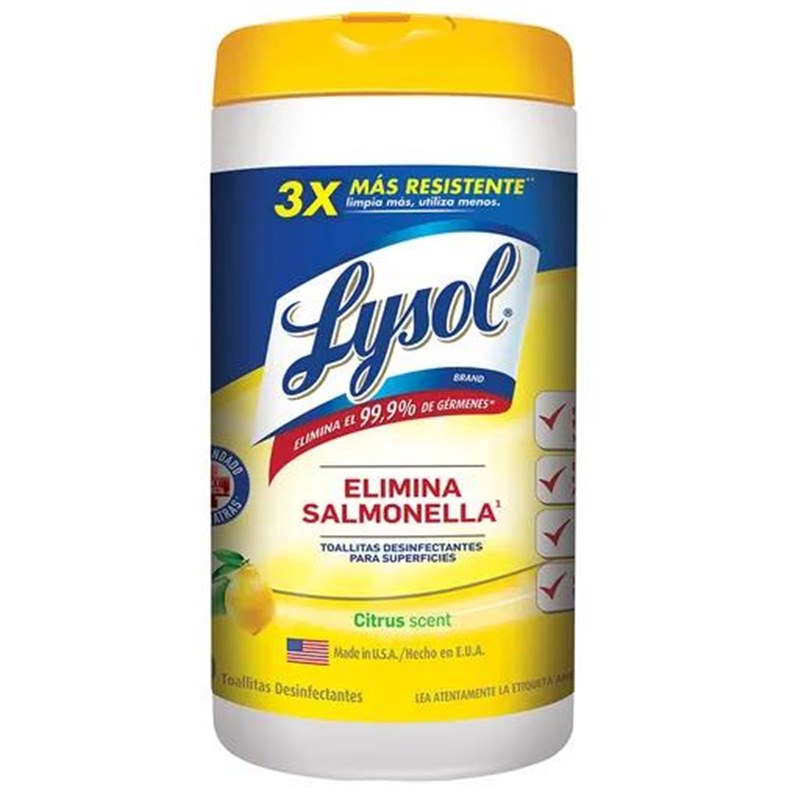 toallitas lysol citrus desinfectantes antibacterial 80 toallitas