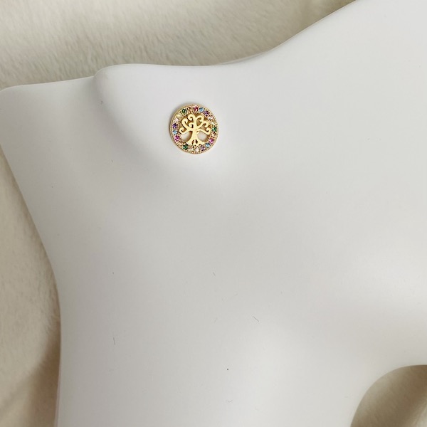 Aretes Arbol de la Vida-Baño de Oro 18K