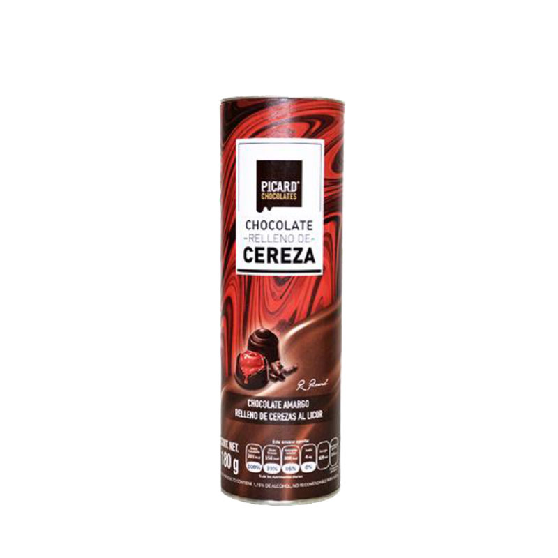 Chocolate Relleno de Cerezas al Licor - Tubo con 180g