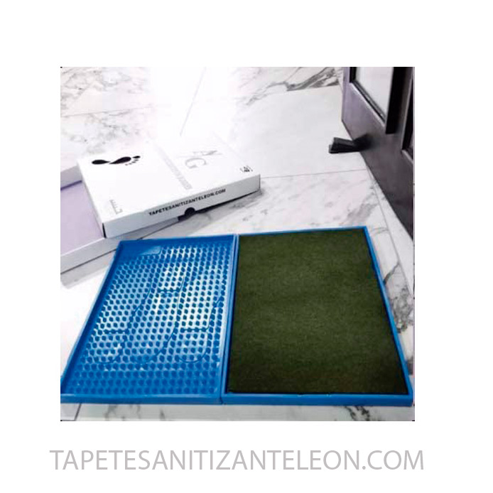 Tapete sanitizante azul medida 60 x 40 cm set de 3 pzas 2 bloques y 1 alfombra de secado 