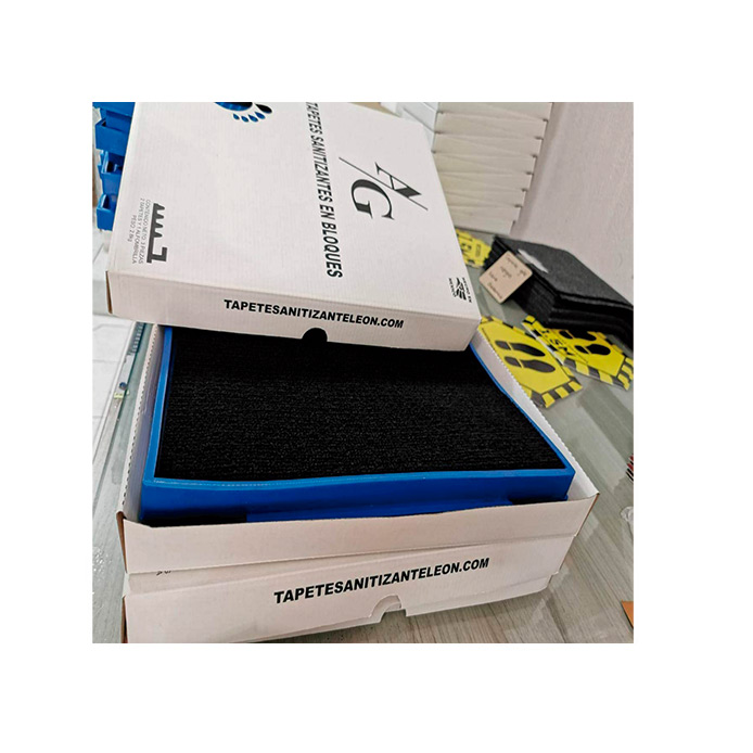 Tapete sanitizante azul medida 60 x 40 cm set de 3 pzas 2 bloques y 1 alfombra de secado 