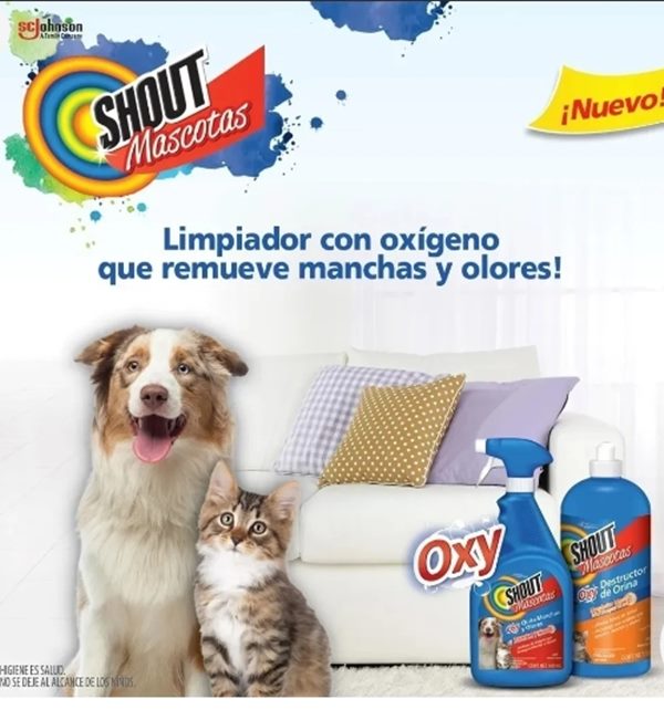 Limpiador Quitamanchas Y Olores Oxy Shout Mascotas Alfombras 