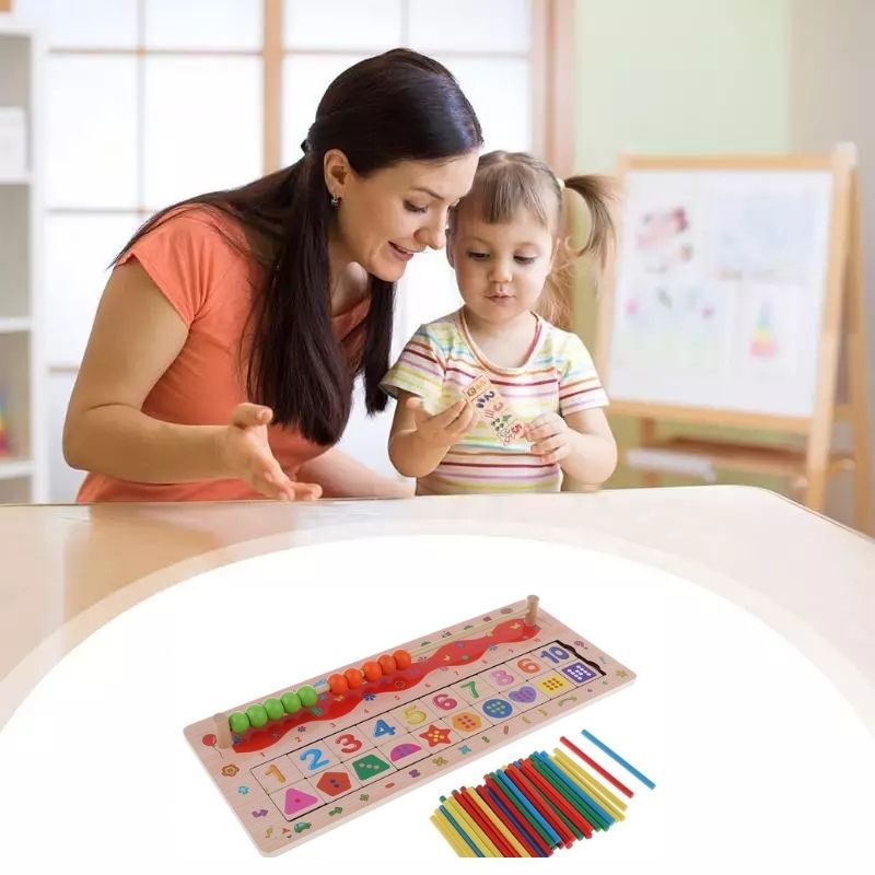 Juego Didáctico Tablero Numérico Madera, LBP, Números, Formas, Colores, Ábaco, 35cm