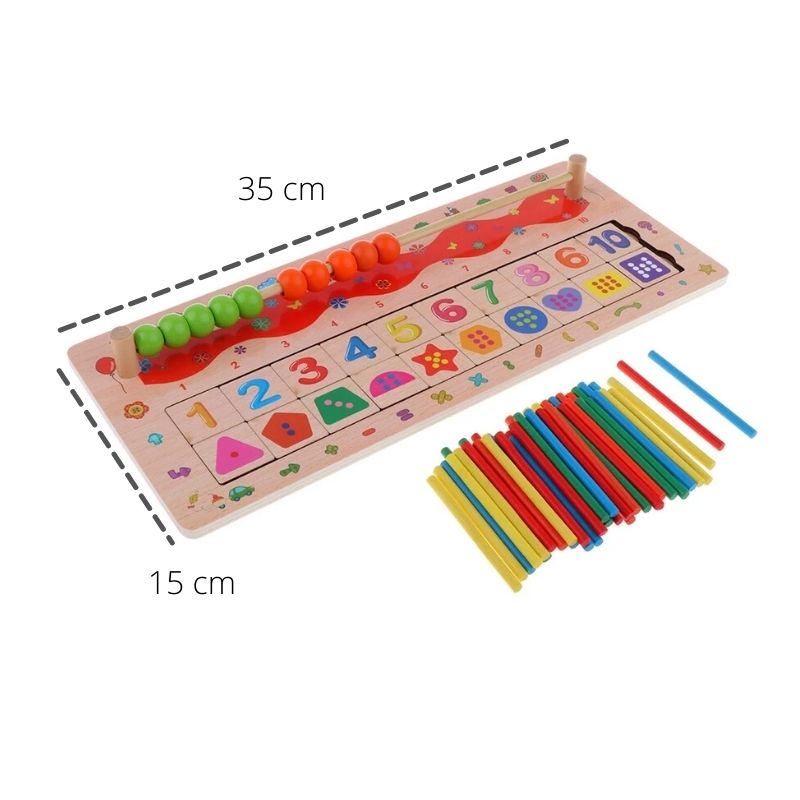 Juego Didáctico Tablero Numérico Madera, LBP, Números, Formas, Colores, Ábaco, 35cm