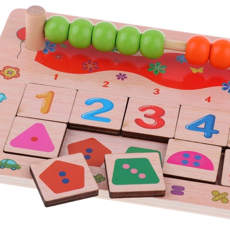 Juego Didáctico Tablero Numérico Madera, LBP, Números, Formas, Colores, Ábaco, 35cm