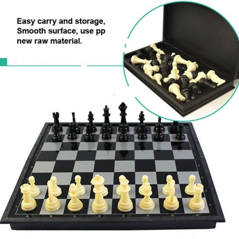 Mini Juego de Ajedrez Magnético, LBP, Portátil, Plegable, Juego de Mesa, 19x19cm 