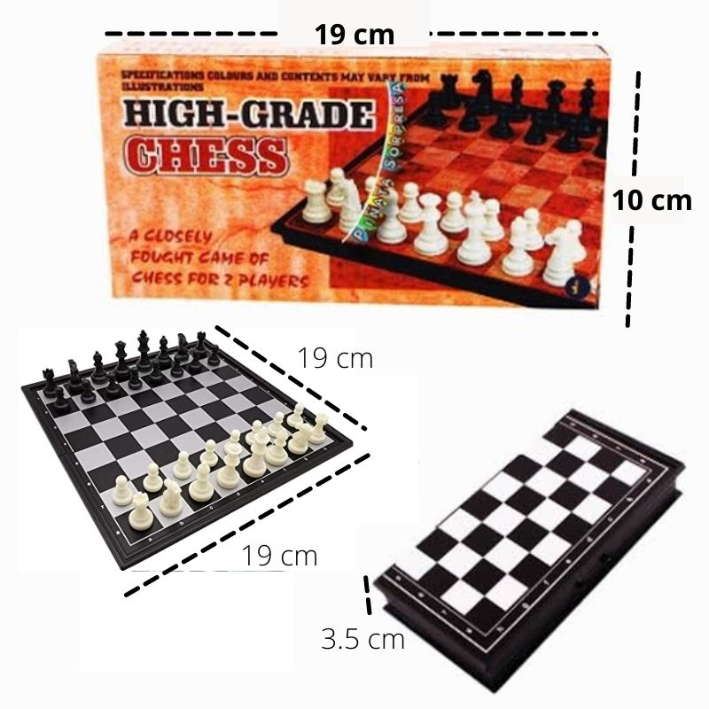 Mini Juego de Ajedrez Magnético, LBP, Portátil, Plegable, Juego de Mesa, 19x19cm 