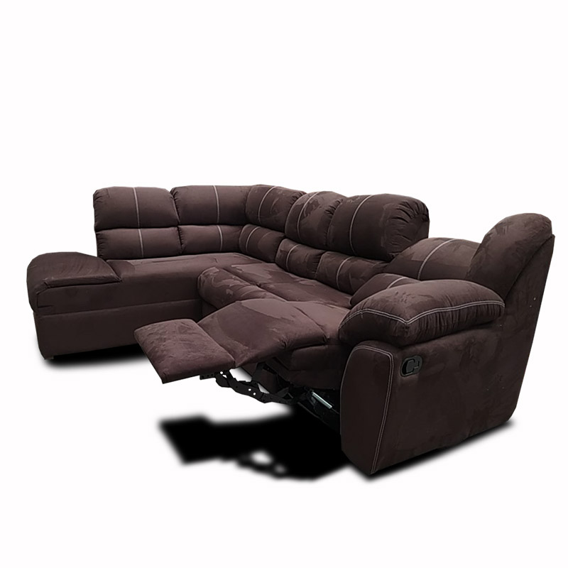 Sala Modular Aria con Chaise izquierdo y Sofa con reclinable suede chocolate Maderian//ENTREGA A CDMX Y ZONA METROPOLITANA.