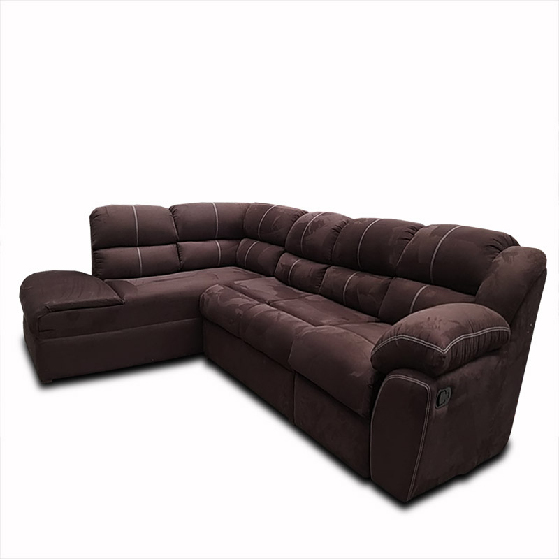 Sala Modular Aria con Chaise izquierdo y Sofa con reclinable suede chocolate Maderian//ENTREGA A CDMX Y ZONA METROPOLITANA.