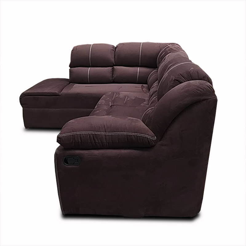 Sala Modular Aria con Chaise izquierdo y Sofa con reclinable suede chocolate Maderian//ENTREGA A CDMX Y ZONA METROPOLITANA.