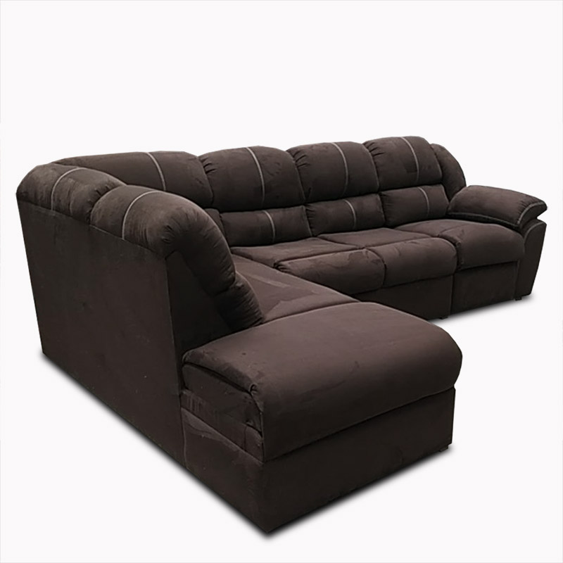 Sala Modular Aria con Chaise izquierdo y Sofa con reclinable suede chocolate Maderian//ENTREGA A CDMX Y ZONA METROPOLITANA.