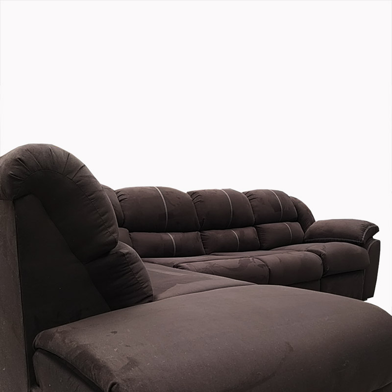 Sala Modular Aria con Chaise izquierdo y Sofa con reclinable suede chocolate Maderian//ENTREGA A CDMX Y ZONA METROPOLITANA.