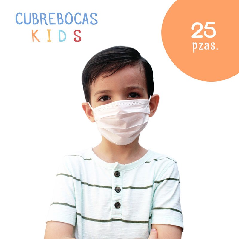 Paquete de 25 Cubrebocas Niños Blanco