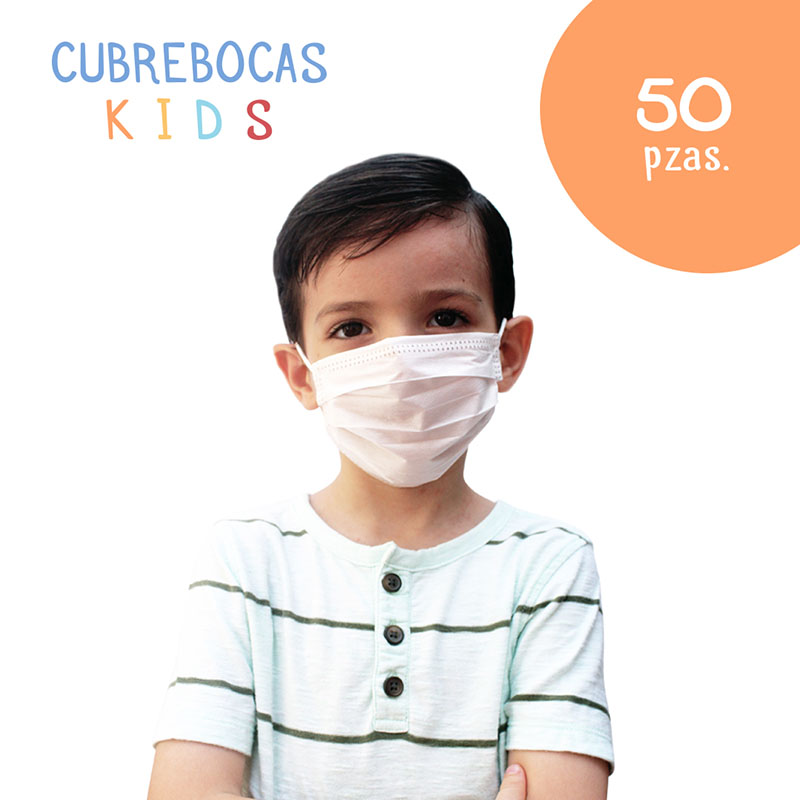 Paquete de 50 Cubrebocas Niños Blanco