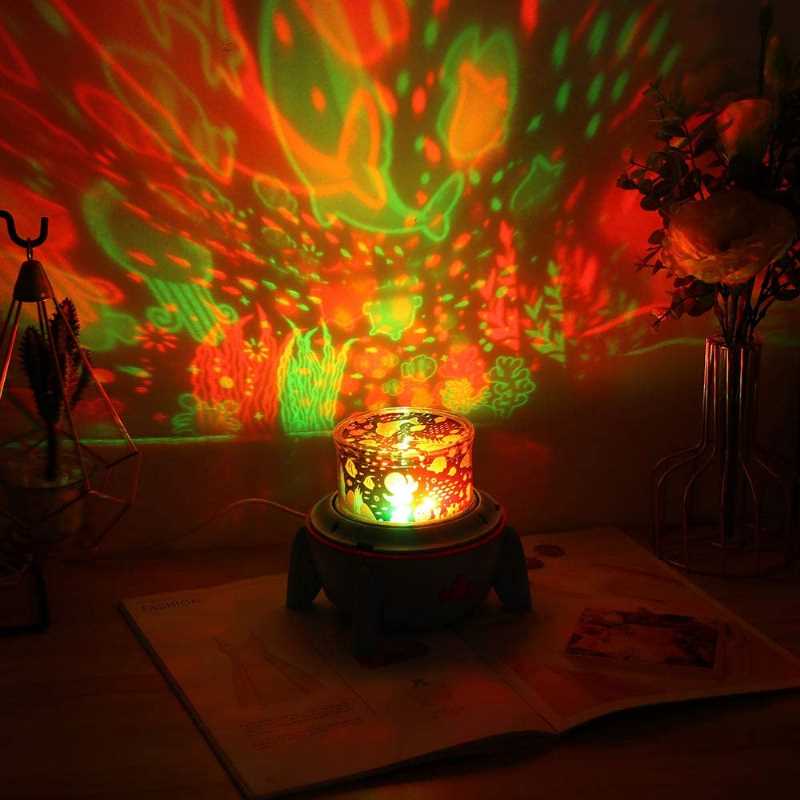 Proyector de estrellas Gadgets & fun  para habitación de batería recargable  3 en 1  lampara de noche  proyector giratoriao y caja musical