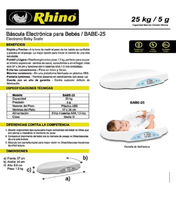 Báscula pediátrica Rhino BABE-25