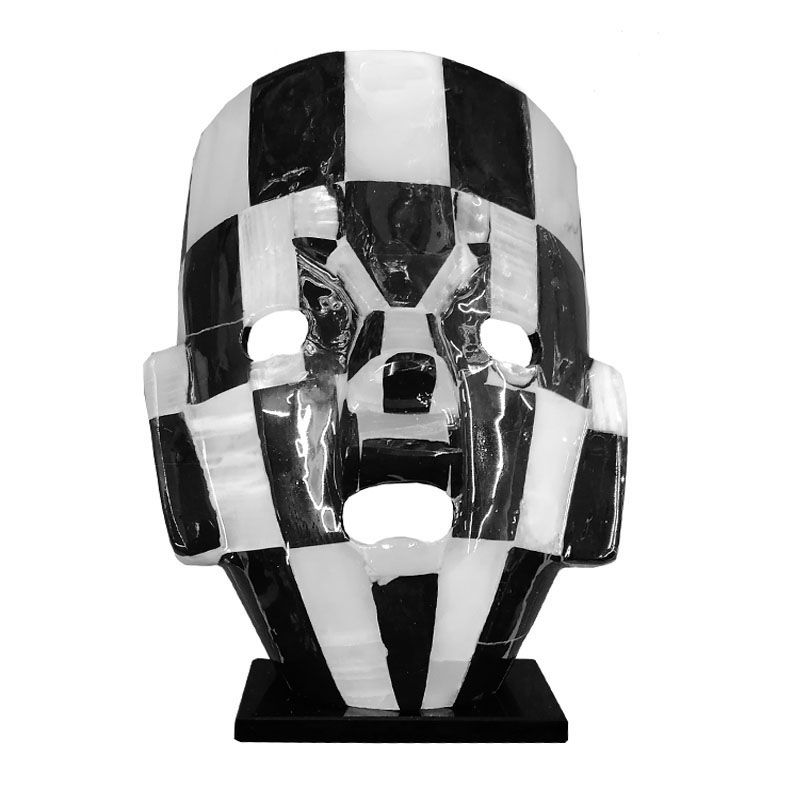 Máscara Grande Teotihuacán De Onix Con Incrustaciones Concha