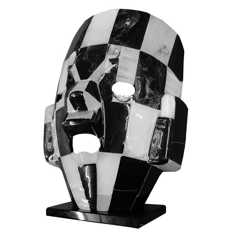 Máscara Grande Teotihuacán De Onix Con Incrustaciones Concha