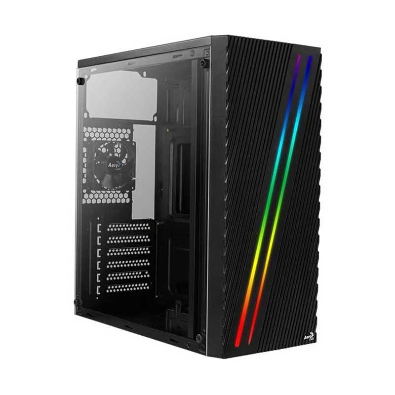 GABINETE AEROCOOL STREAK NEGRO RGB ATX S/FUENTE ACRILICO STREAK/BK