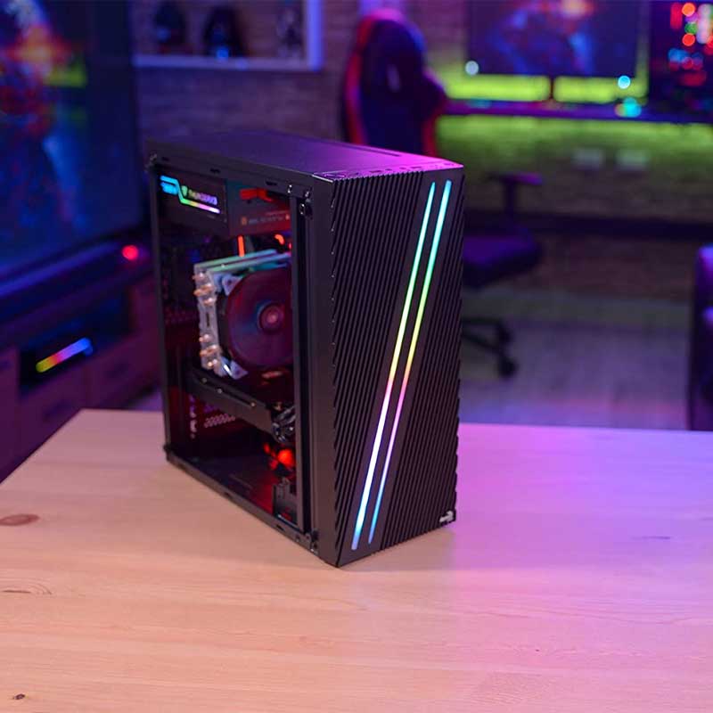 GABINETE AEROCOOL STREAK NEGRO RGB ATX S/FUENTE ACRILICO STREAK/BK