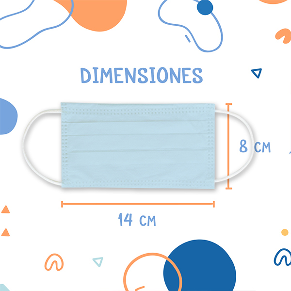Paquete de 25 Cubrebocas Kids Azul