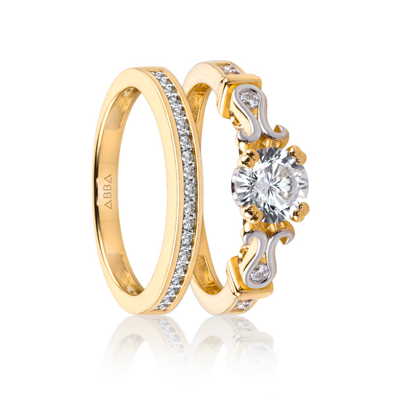 SET DE COMPROMISO SPECIAL VINTAGE ORO 14K ABBA JOYAS