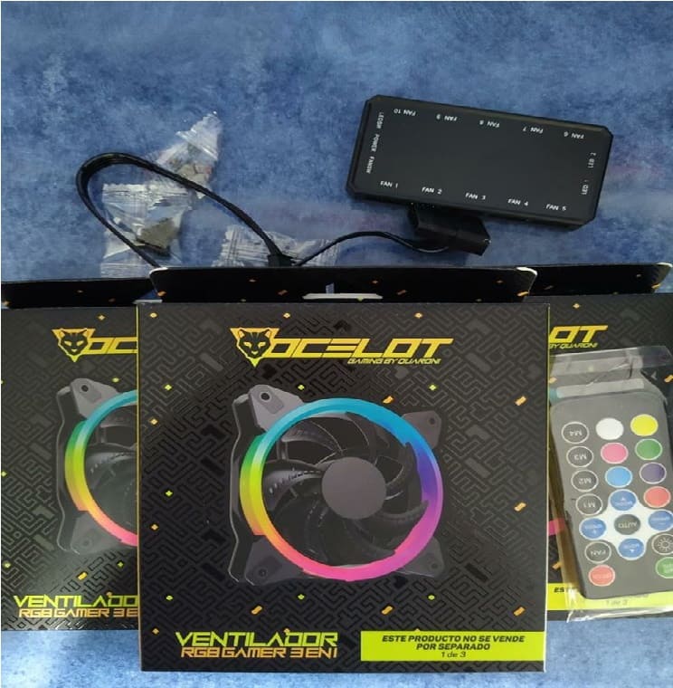 Kit de ventiladores - OGPF01 - Ocelot Gaming - RGB para pc gamer