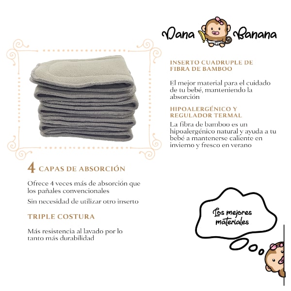 Paquete De Pañales Ecologicos De Tela Dana Banana