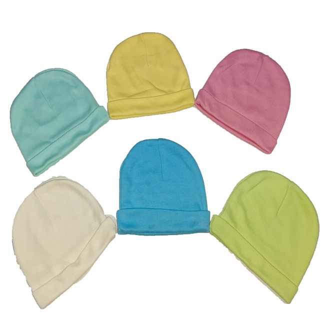 6 Gorros o bonetes colores pastel para bebé, 100% algodón